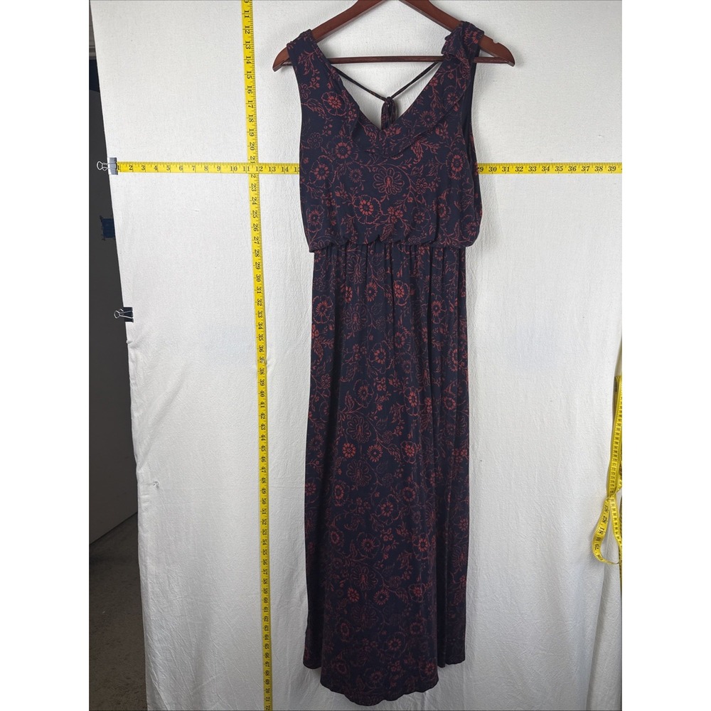 Ann Taylor LOFT Petite Small Sleeveless Navy V-Neck Tie-Back Boho Midi Dress